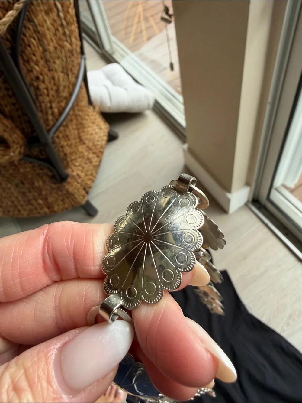 Vintage Floral Medallion Silver Chain Belt